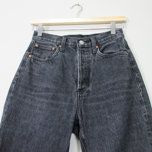 Aritzia Denim Forum Joni High Rise Loose Jeans Women 24 Black Denim Cotton 582 - Picture 4 of 12